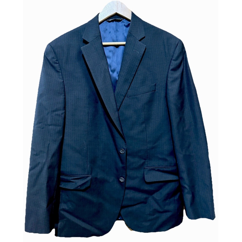 Jack Victor Gibson CT Navy Check Sport Coat 42R Super 100's Wool EUC